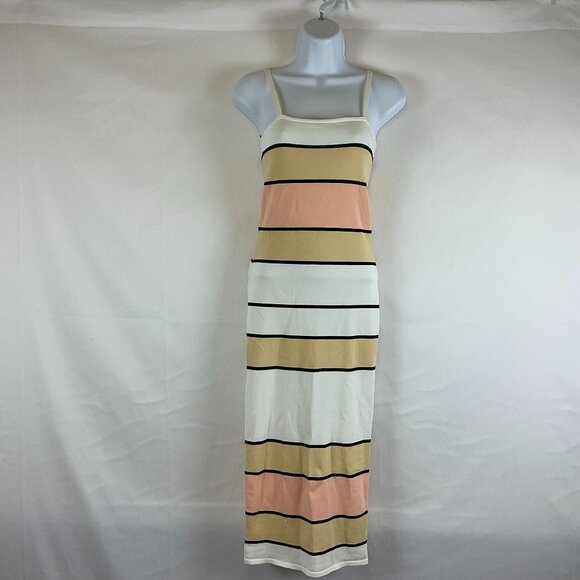 SNDYS Tube Dress M White Black Beige Pink Color Block Spaghetti Strap Knit - Picture 1 of 12